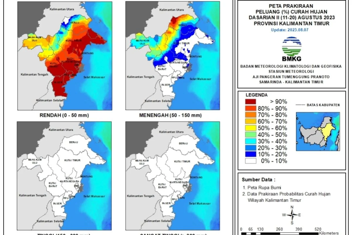 Hujan Turun di Seluruh Wilayah Kalimantan Timur: Prediksi BMKG untuk 4 April 2026