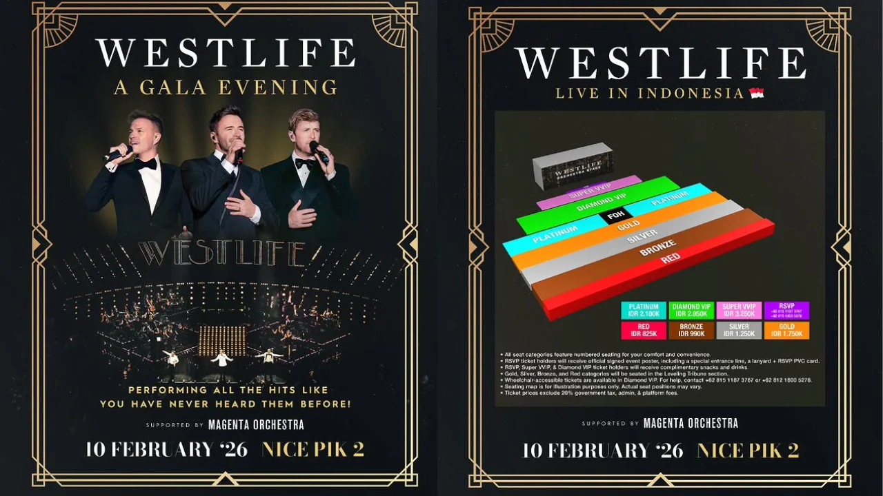 Tiket Konser Westlife Jakarta 2027 Dijual Mulai Hari Ini, Harga Mulai Rp850 Ribu!
