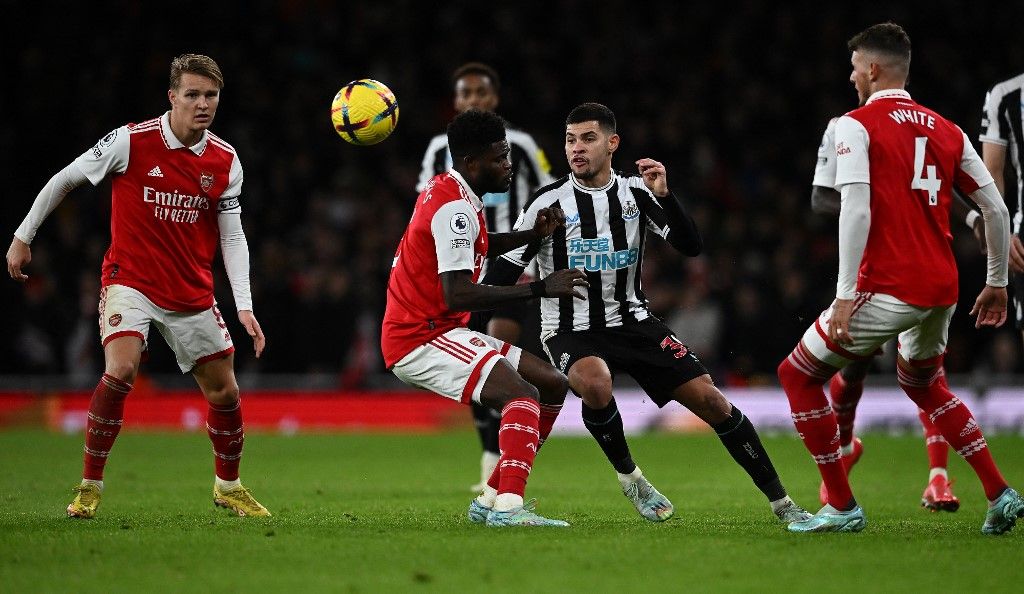 Gelandang Bruno Guimaraes menjelang kepindahannya dari Newcastle United ke Arsenal senilai 75 juta poundsterling.